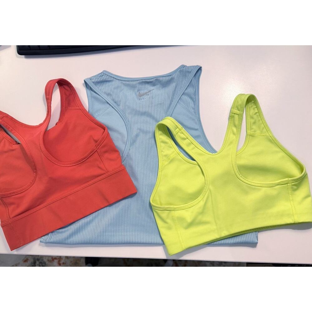 Nike Women’s Small Activewear Lot 3 Pc Sports Bras Running Tank Pink Volt Blue - Picture 3 of 13